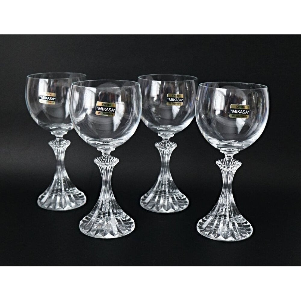 4 Vintage Mikasa Crystal THE RITZ Wine Glasses Cocktail Stemware Barware